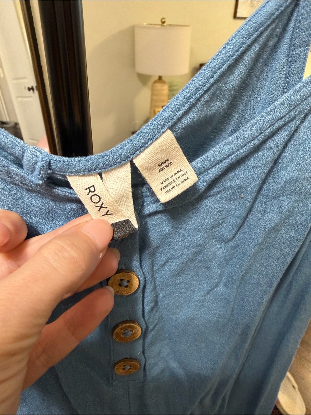 Roxy Blue Button-Front romper - Picture 3 of 5